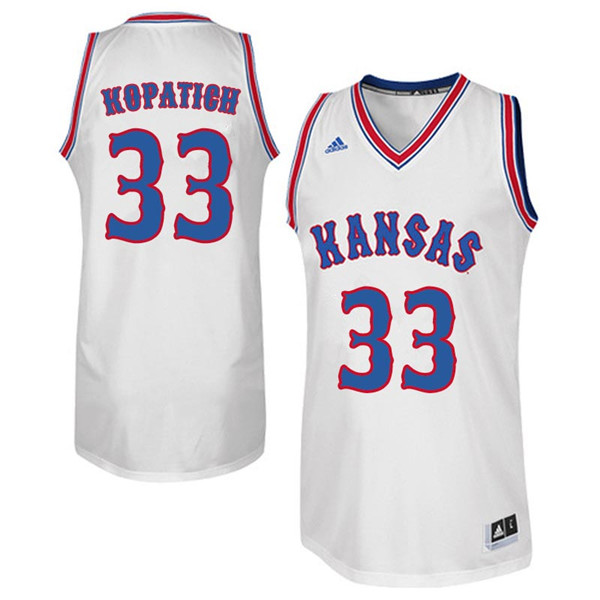 Men #33 Kylee Kopatich Kansas Jayhawks Retro Throwback College Basketball Jerseys Sale-White
